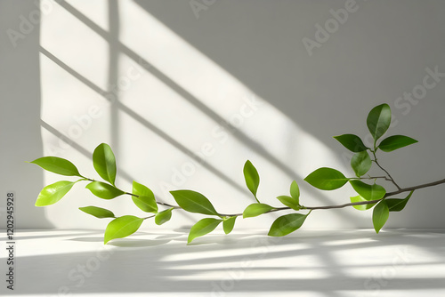 Green Leaves Branch on Whit...