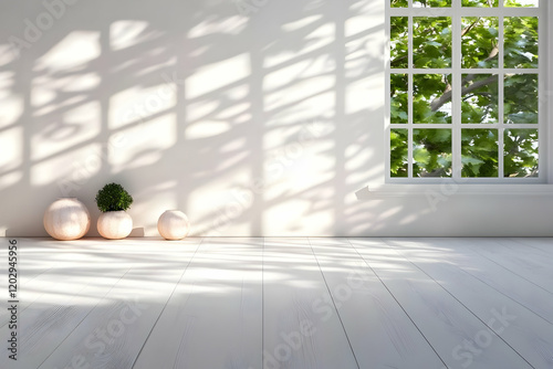 White room with plants in p...