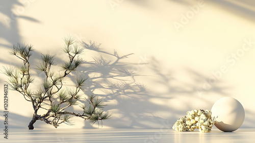 3D Minimalist Scene with Pi...
