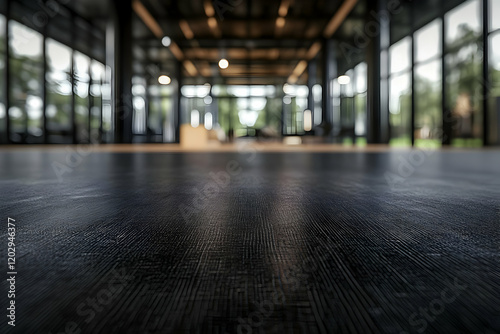 Empty Dark Wooden Table Top...