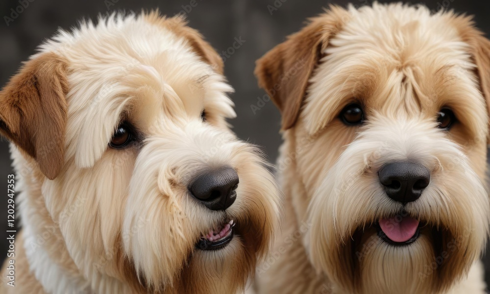 Close-up of Irish soft coated wheaten terriers white and brown fur texture, animal fur, close-up photo, dog fur