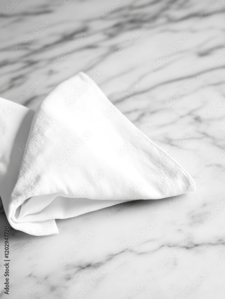 Obraz premium Folded Napkin on Marble Table