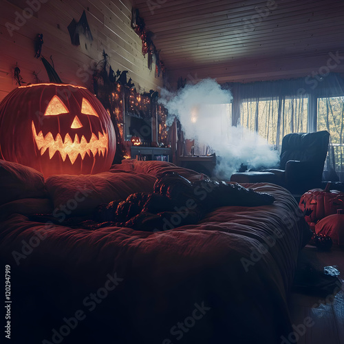Spooky Bedroom Decorated fo...