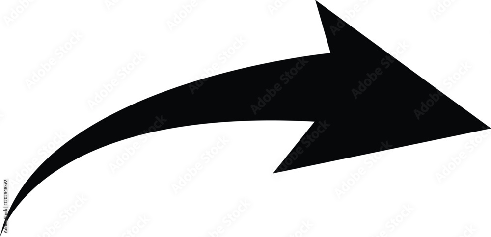 Black curve arrow on white background. Black curve arrow on white background.