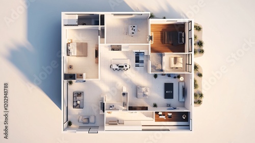Modern Apartment Floor Plan Top View