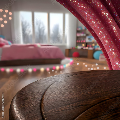 Empty Round Wooden Table To...
