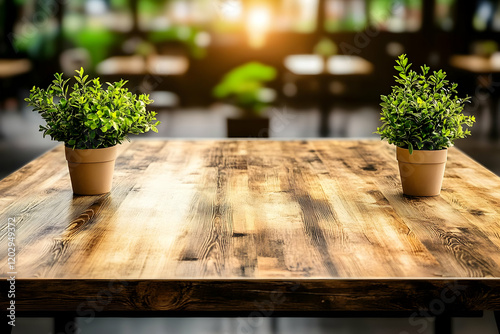 Empty Wooden Table Displays...