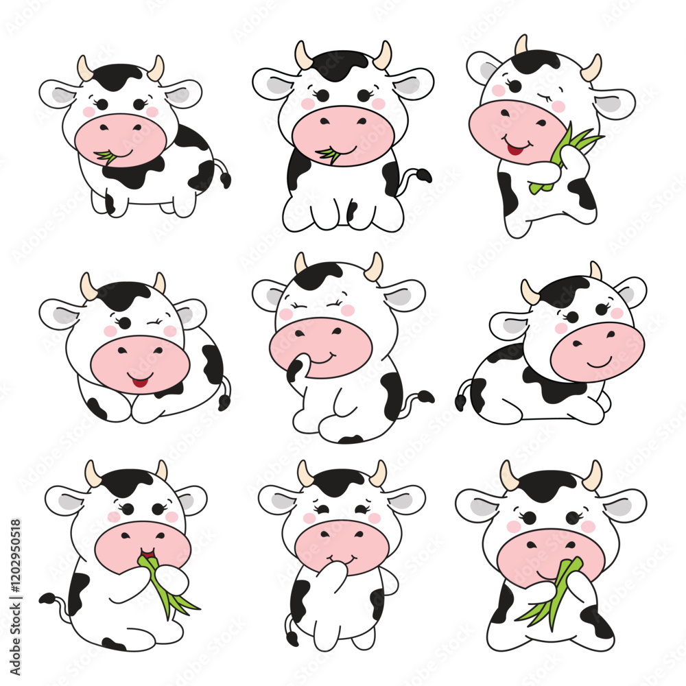 Set of cute cow vector Set of cute cow vector