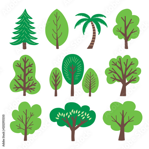 Tree Collections Hand Drawn Illustration