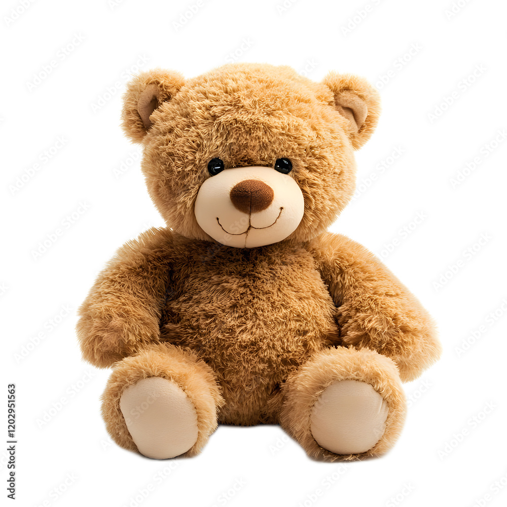 Brown Fluffy Teddy Bear Plush Toy Sitting on White Background Brown Fluffy Teddy Bear Plush Toy Sitting on White Background