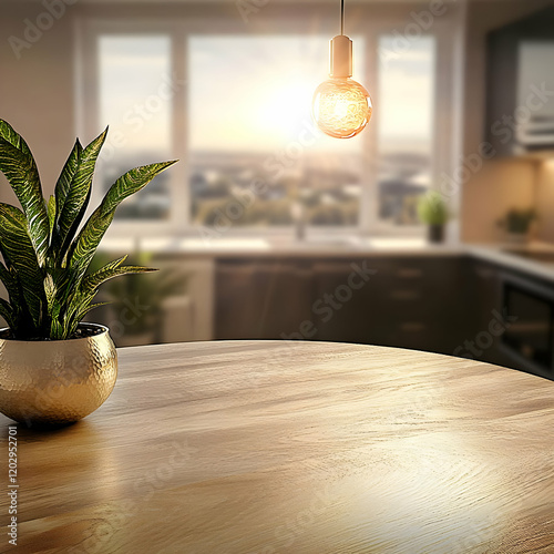 Empty Round Wooden Table To...