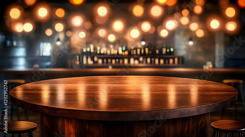 Empty Round Wooden Table in...