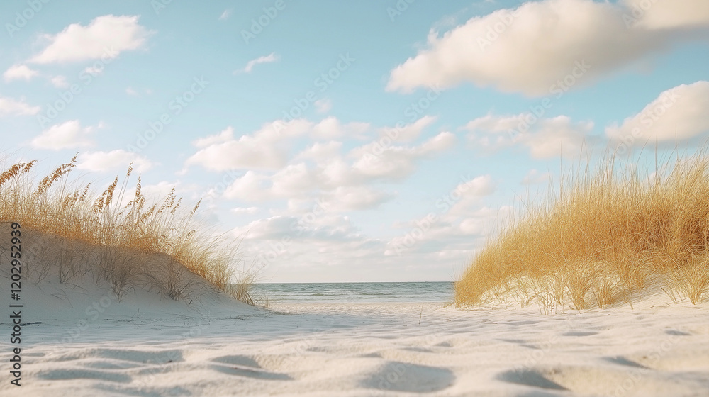 Tropical Sandy Beach with Soft Blue Ocean Waves and Clear Water Tropical Sandy Beach with Soft Blue Ocean Waves and Clear Water