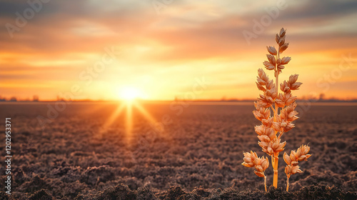 Young Wheat Sprout Grows in...