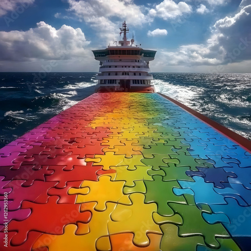 Ship Sails on Rainbow Puzzl...