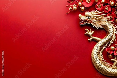 Golden Dragon and Floral De...