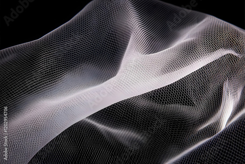 White Mesh Fabric Flows and...