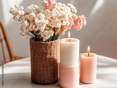 Dried Flowers in Jute Vase ...