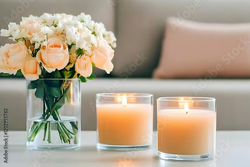 Peach Roses in a Glass Vase...