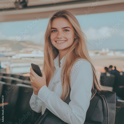 Young Woman Holds Smartphon...