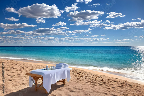 Massage Table Sits on Sandy...