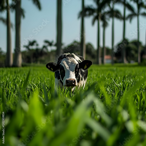 Black and White Cow Stands ...