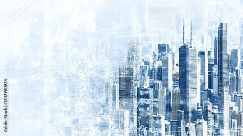 Abstract Cityscape Depicts ...