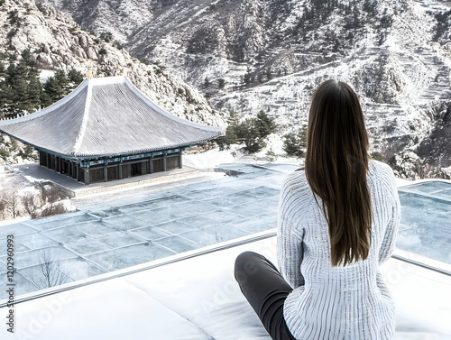 Woman Meditates Peacefully ...