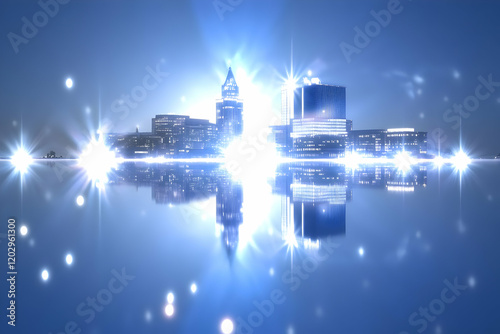 Cityscape at Night Reflects...