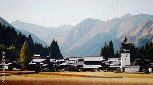 Serene Village Nestles Amid...