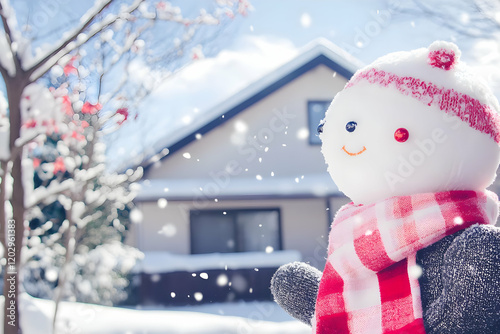 Smiling Snowman Stands in F...