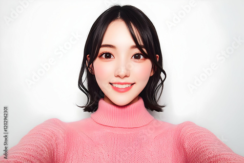 Smiling Girl Takes a Selfie...