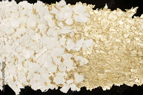 White Fur and Gold Leaf Bac...