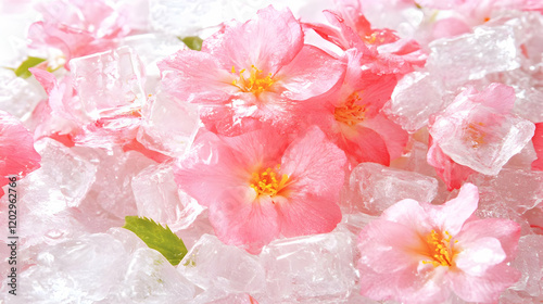 Pink Flowers Frozen within ...