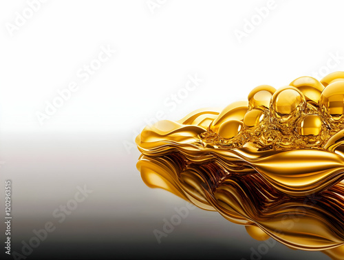 Abstract 3D Golden Liquid F...