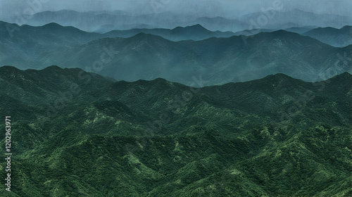 Misty Mountainscape: Lush G...