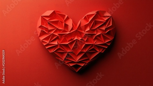 Wallpaper Mural Red geometric heart on red background Torontodigital.ca