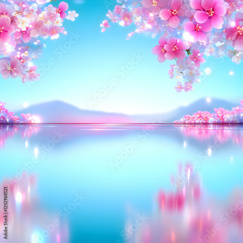 Pink Flowers Frame a Serene...