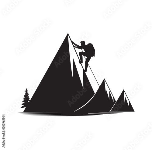 A man climbing mountain