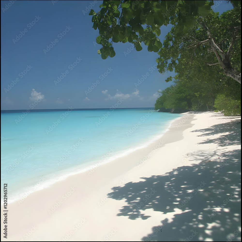 Tropical Beach Paradise Illustration Tropical Beach Paradise Illustration