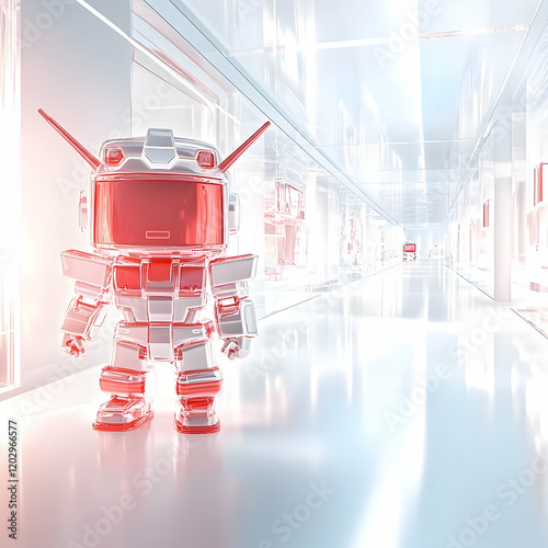 Red and White Robot Stands ...