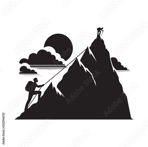 A man climbing mountain