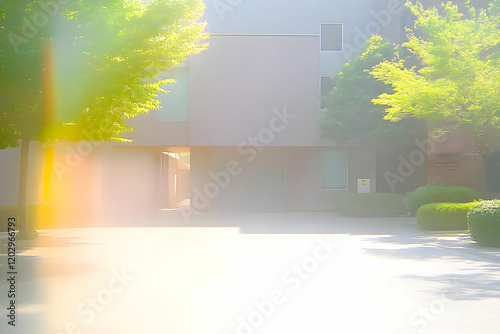 Modern Building with Green ...
