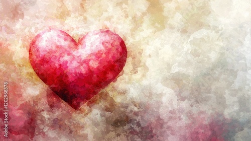 Red heart on textured background, use for love message in art