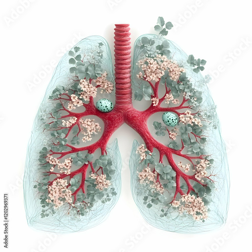 3D Lungs Adorned with Bloss...