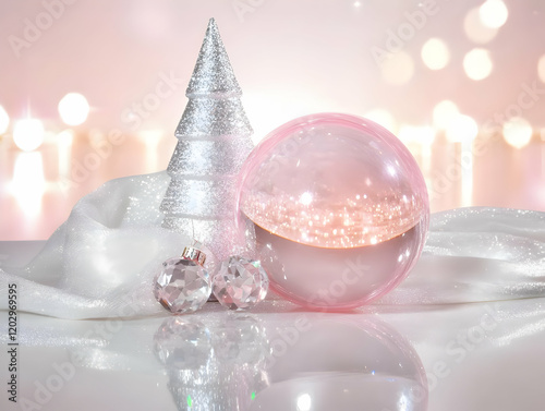 Pink Christmas Sphere, Silv...