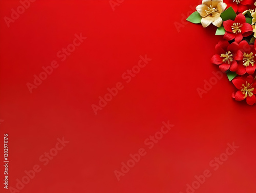 Red Background Decorated wi...