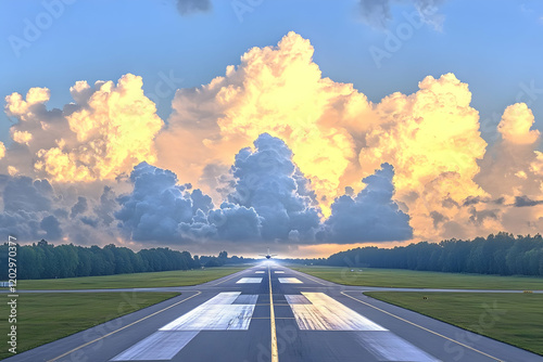 Airplane approaches runway ...