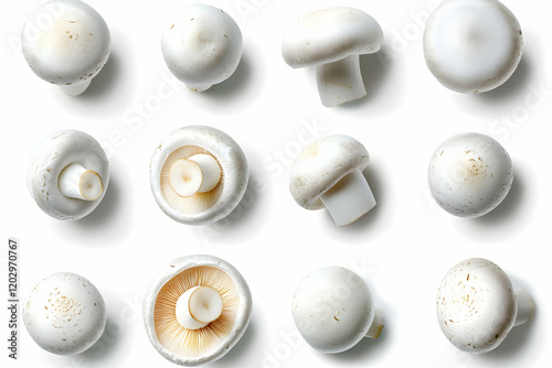 Twelve Fresh White Mushroom...