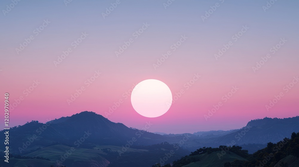 Fototapeta premium Pink Sunset over Mountains